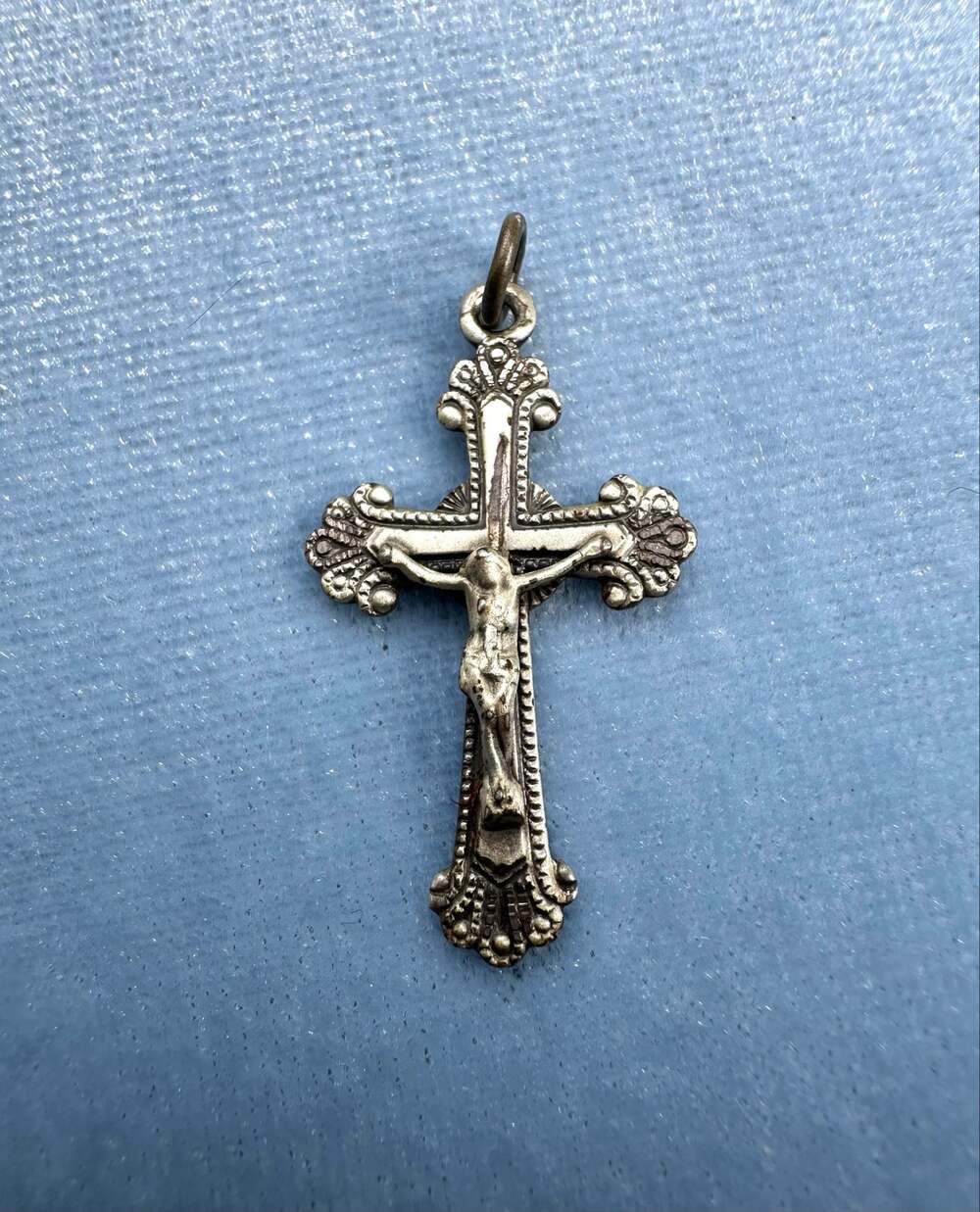 Vintage Sterling Silver Crucifix Pendant Small Catholic Cross Religious Necklace